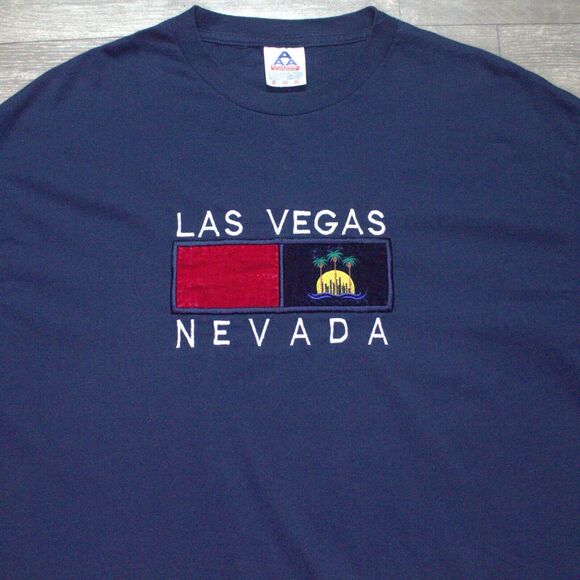 Vtg AAA Alstyle Las Vegas T Shirt Adult XL Blue Embroidered - Picture 1 of 4